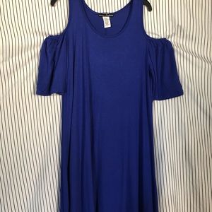 Navy blue midi dress.